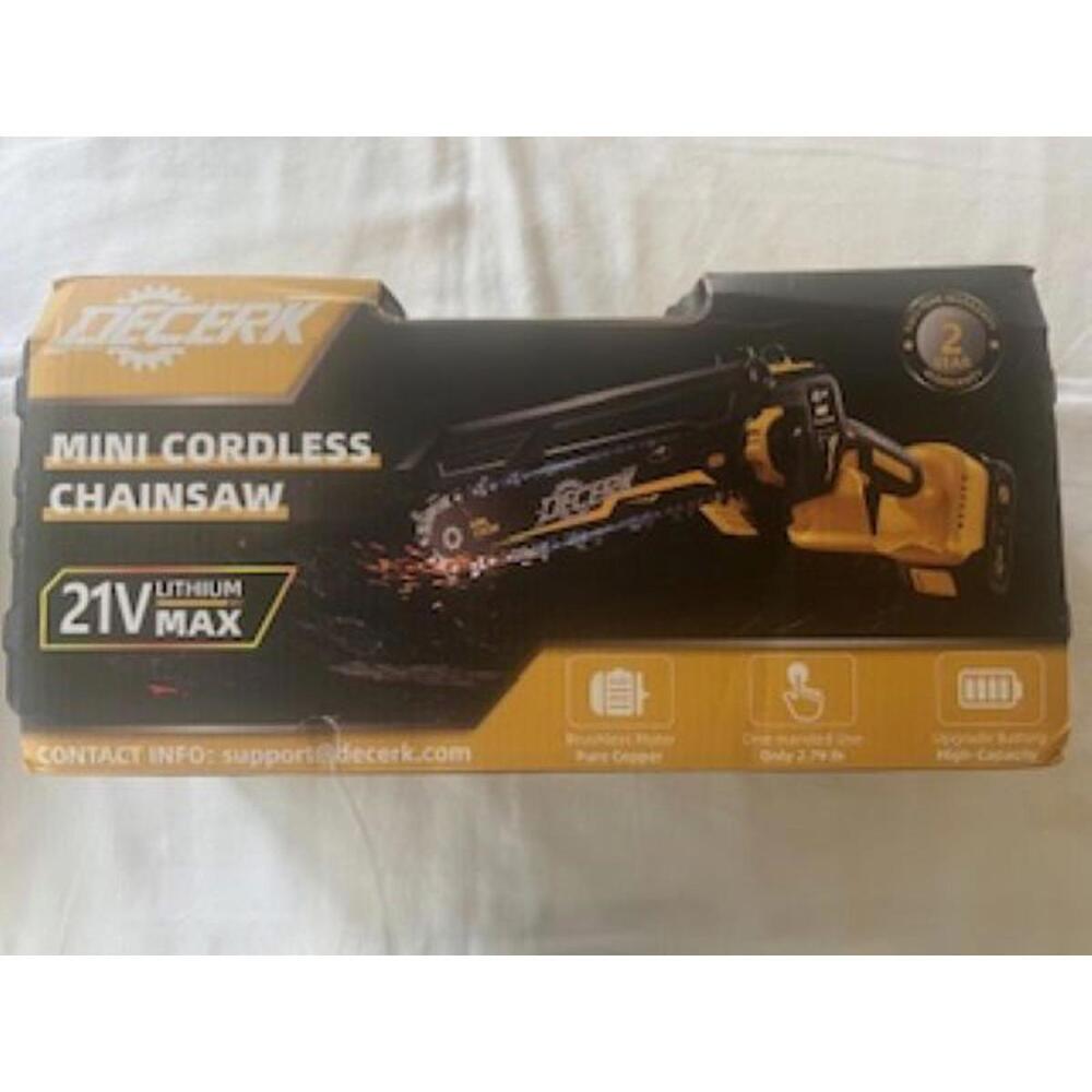 Mini Electric Chainsaw - DECERK Brushless 6-inch Chainsaws Cordless, Portable